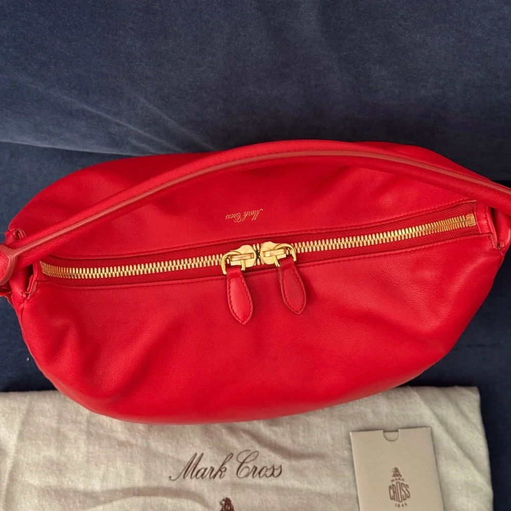 Mark Cross Red‎ Leather Hobo Bag